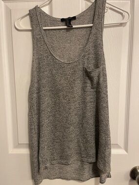 Forever 21 Gray Knit Scoop-Neck Tank Top with Pocket